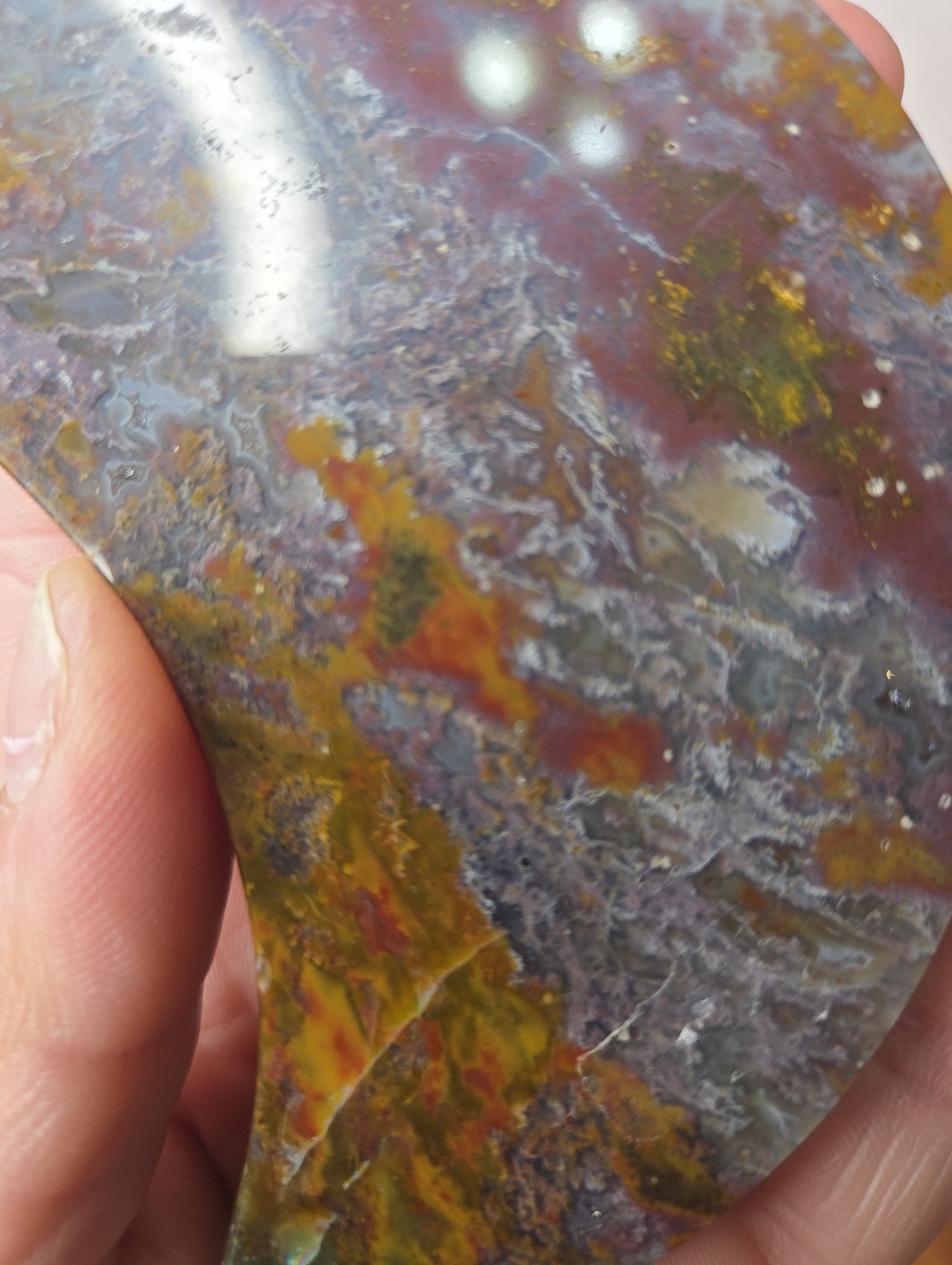 Red Moss Agate Crescent Moon On Black Stand  B - Picture 6 of 6